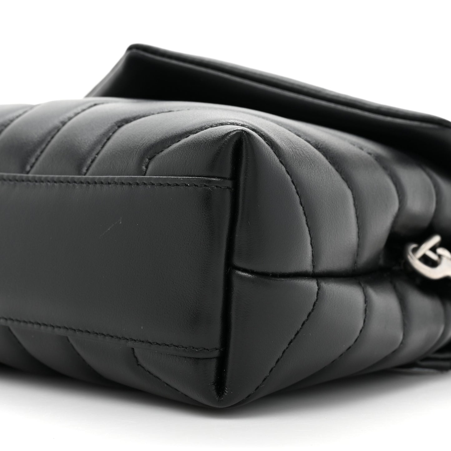 Calfskin Y Quilted Monogram Toy Loulou Crossbody Bag Black