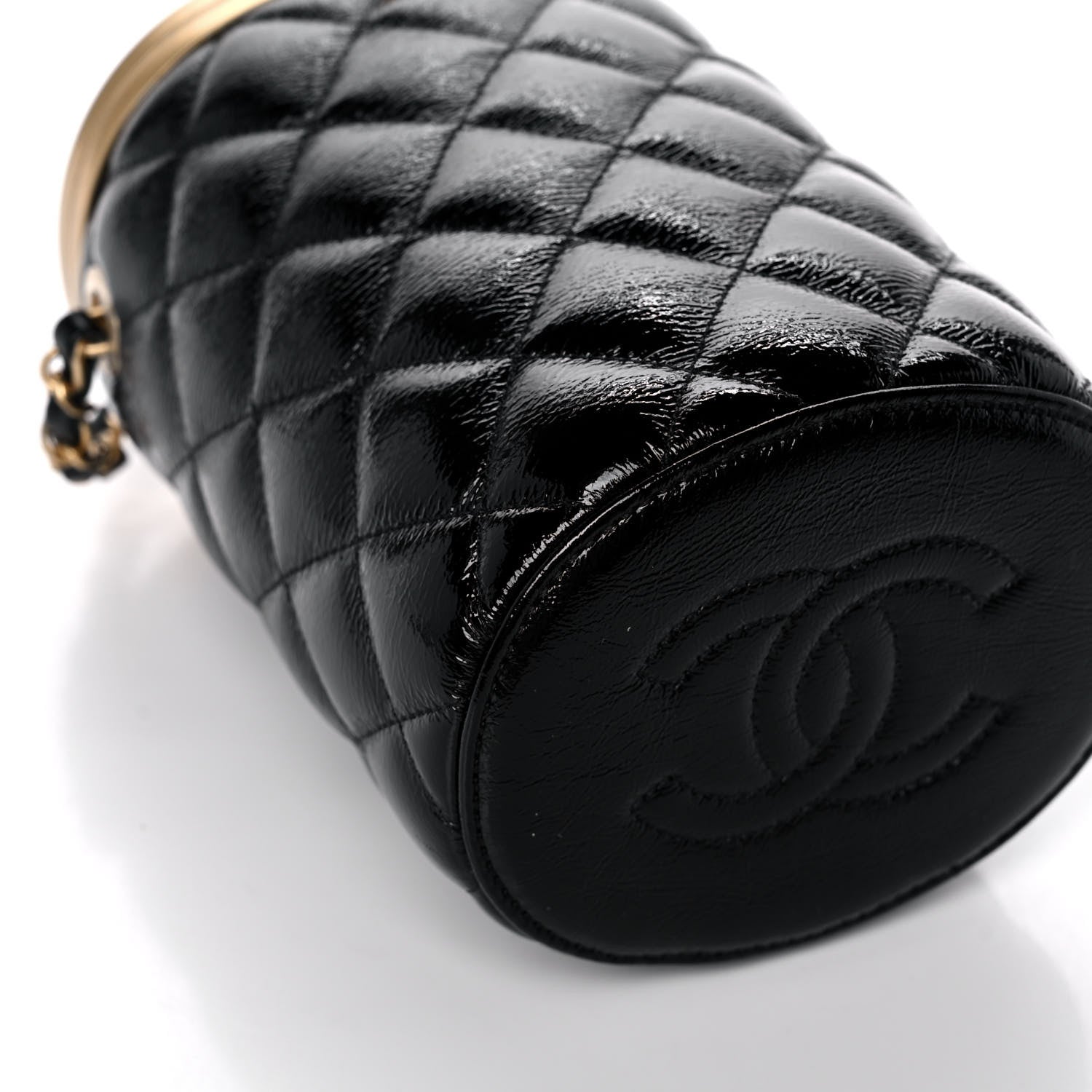 Chanel Distressed Patent Quilted Crown Box Bag Black 10 of 11