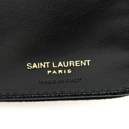 Saint Laurent Lambskin Matelasse Chevron Monogram Compact Zip Around Wallet Black 7 of 8