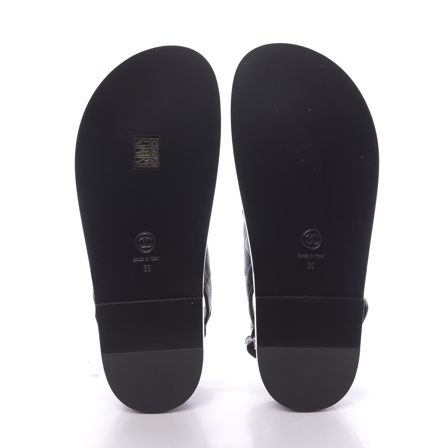 Chanel Grained Calfskin Velcro Dad Sandals 39 Black 9 of 10