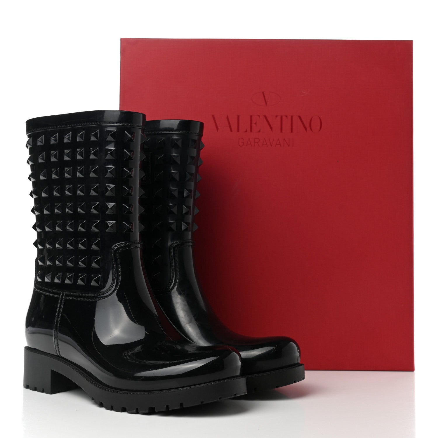 Valentino Garavani Rubber Rockstud Rain Boots 37 Black 9 of 9