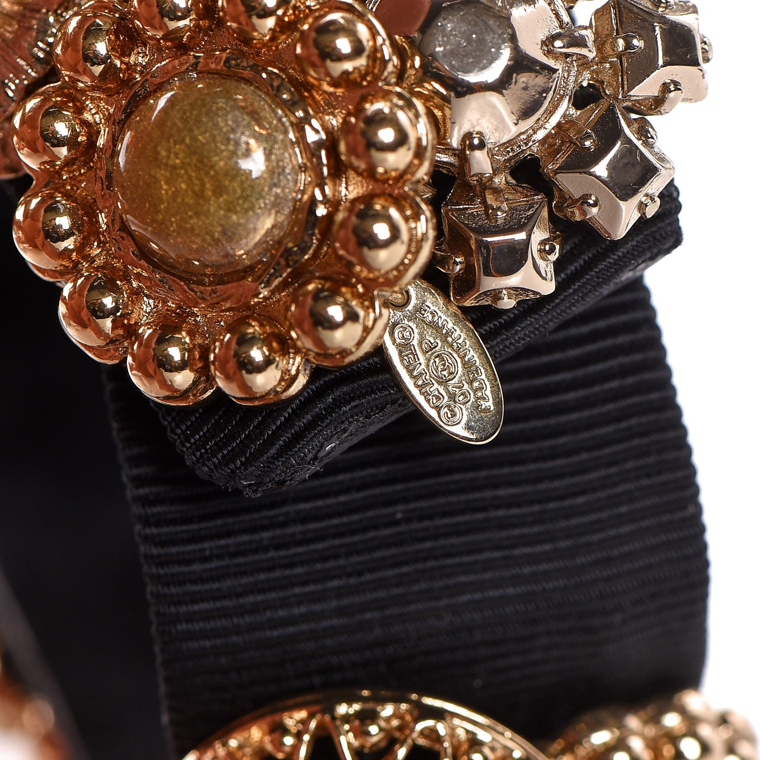 Chanel Gripoix Poured Glass Camellia Bracelet Gold 8 of 8