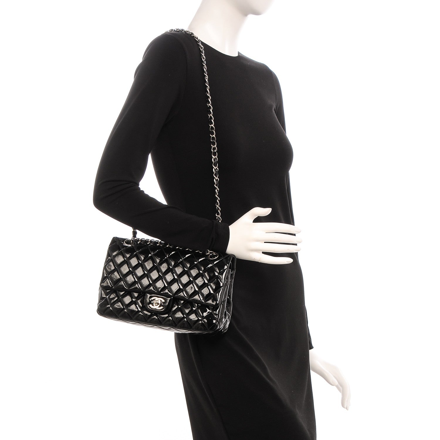 Chanel Patent Quilted Medium Double Flap Black 2 of 8