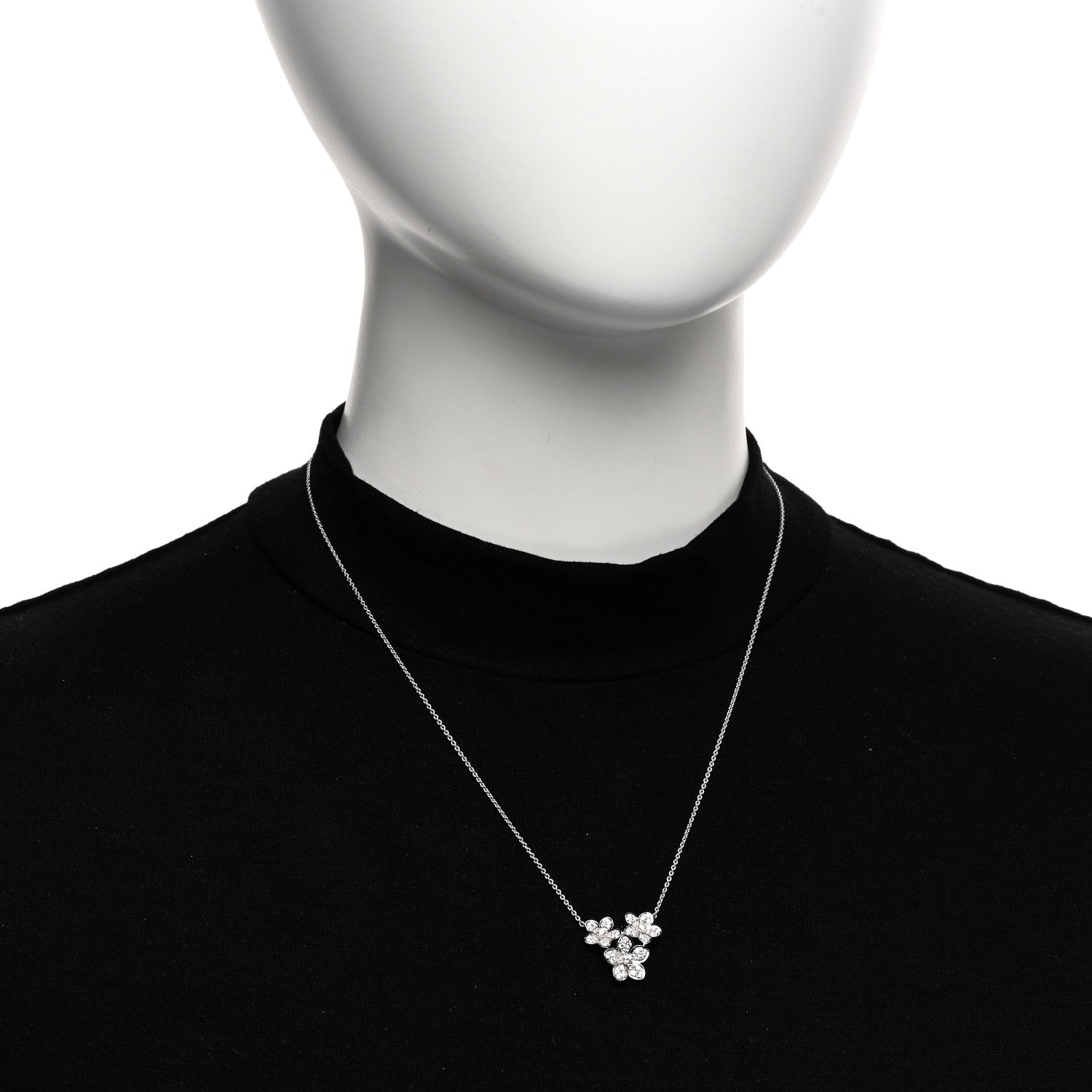 Graff 18K White Gold Diamond Wildflower Cluster Pendant Necklace 2 of 4