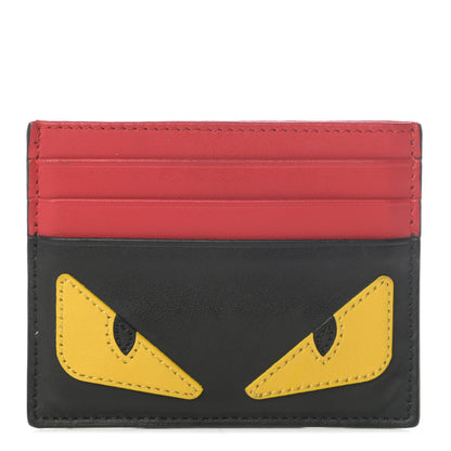 Fendi Vitello Century Monster Eyes Inlay Card Holder Black Giallo Rosso 1 of 9