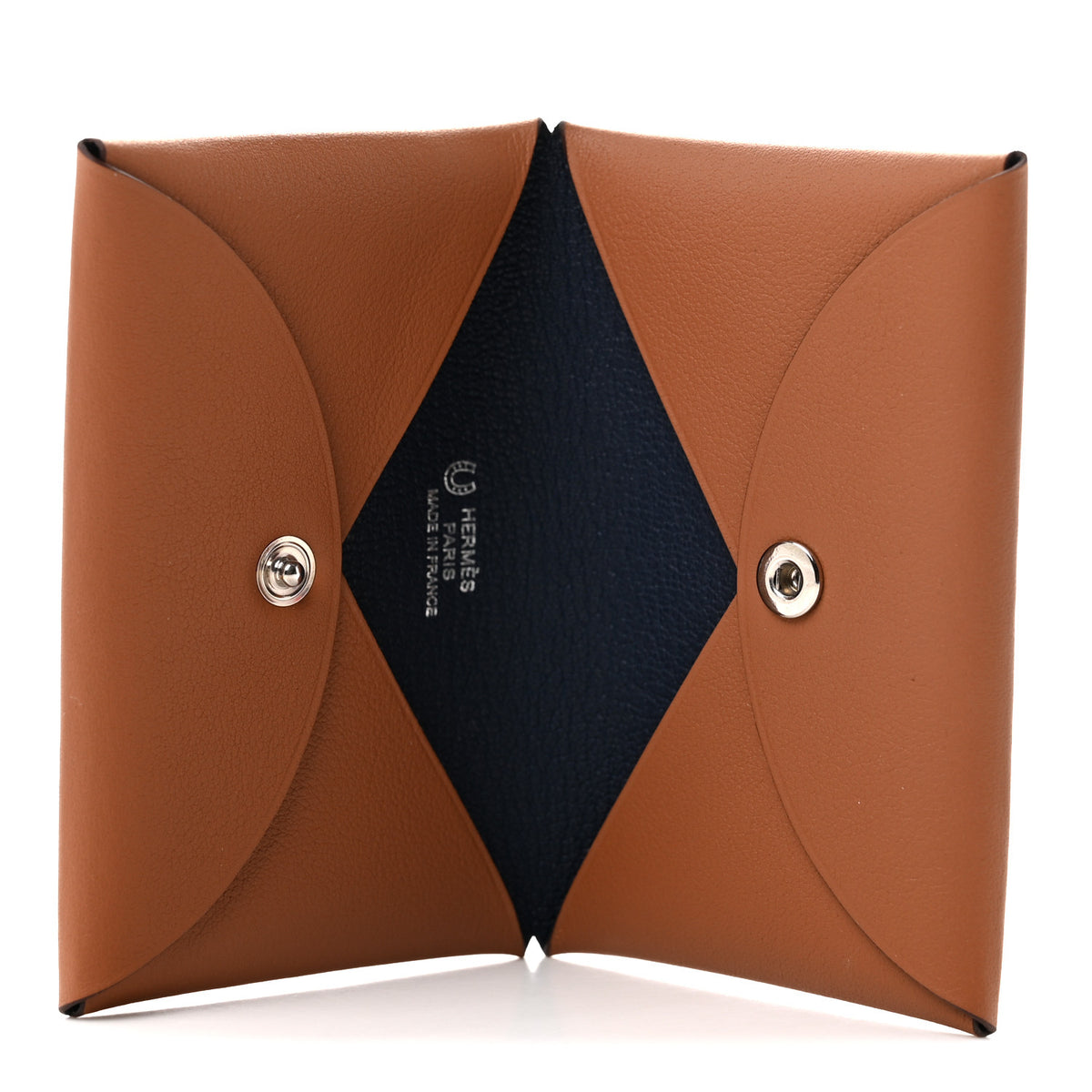 Hermes Swift Horseshoe Calvi Card Case Gold Bleu Navy 5 of 8