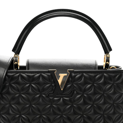 Louis Vuitton Lambskin Quilted Flower Capucines PM Black 5 of 9