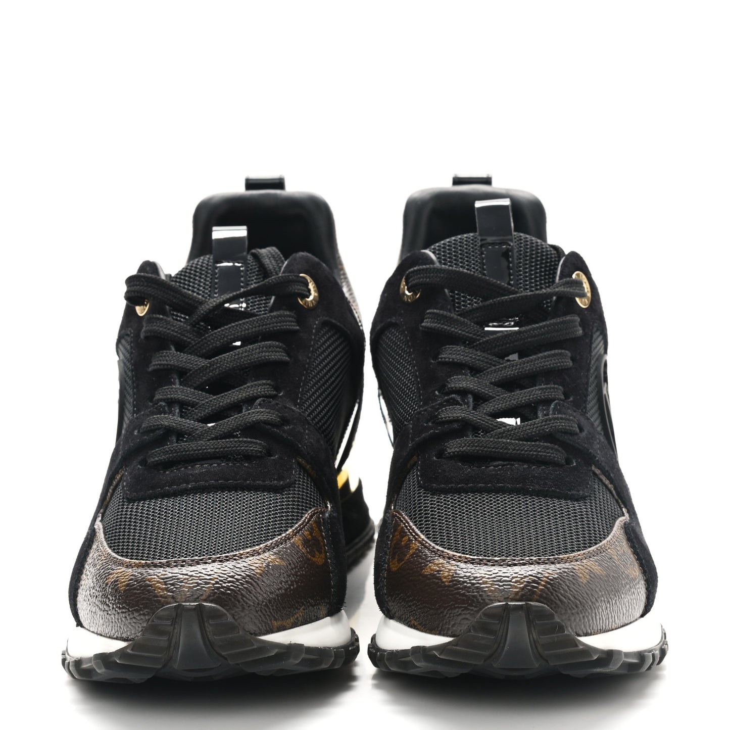 Suede Monogram Run Away Sneakers 37 Black