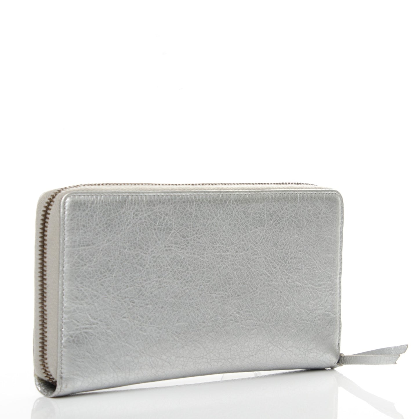 Agneau Classic Hardware Continental Zip Around Wallet Gris Aluminum