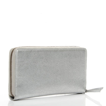 Balenciaga Agneau Classic Hardware Continental Zip Around Wallet Gris Aluminum 3 of 7