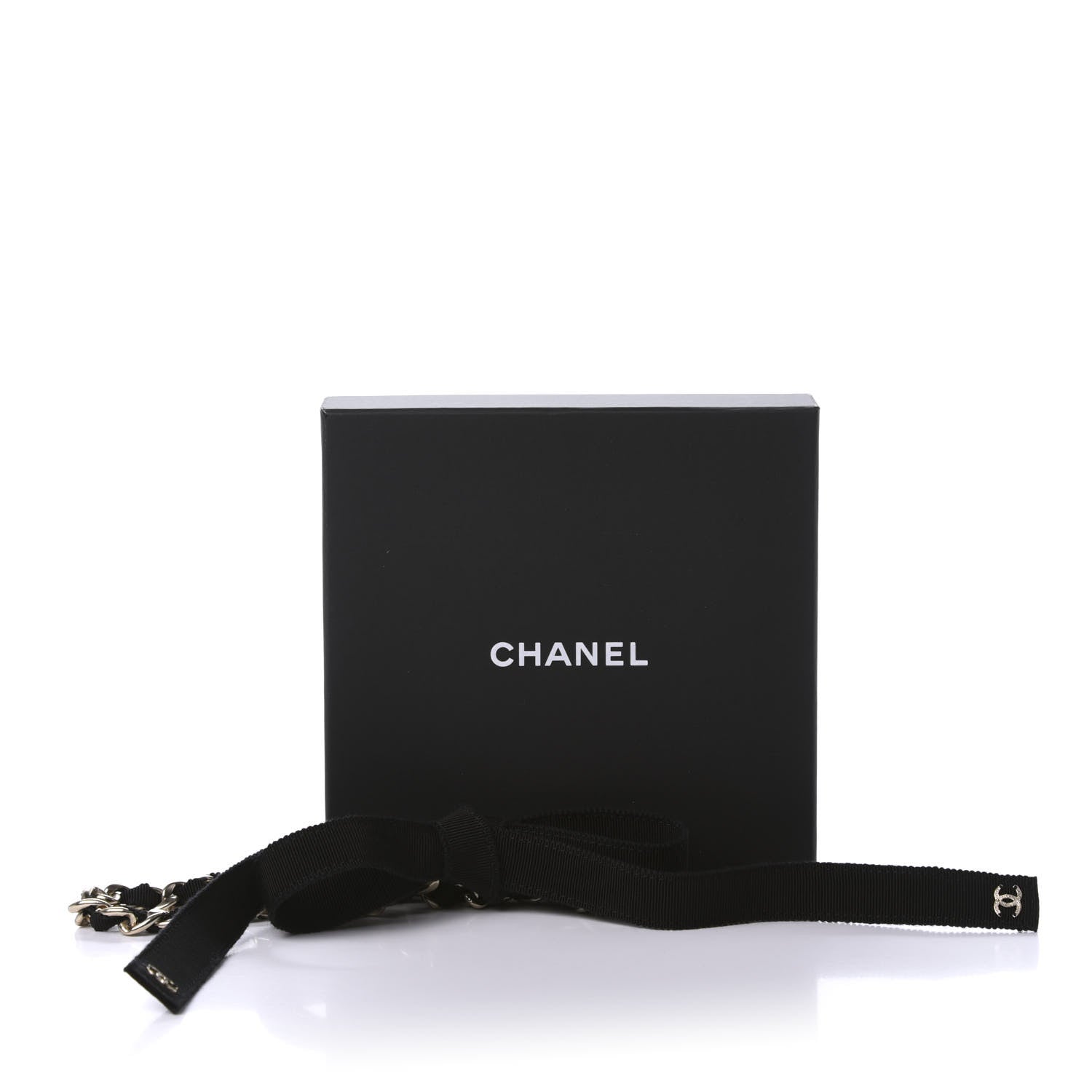 Chanel Grosgrain Chain CC Bow Belt S Black Gold 4 of 4