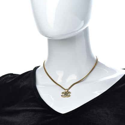Chanel Crystal CC Pendant Necklace Gold 2 of 6