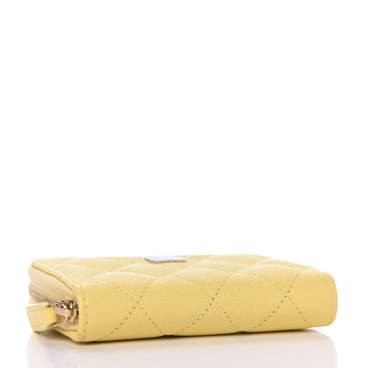 Chanel Caviar Quilted Zip Coin Purse Yellow 4 of 9
