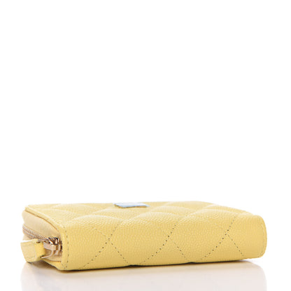 Chanel Caviar Quilted Zip Coin Purse Yellow 4 of 9