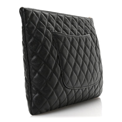 Chanel Iridescent Caviar Quilted Large Cosmetic Case Black 3 of 9