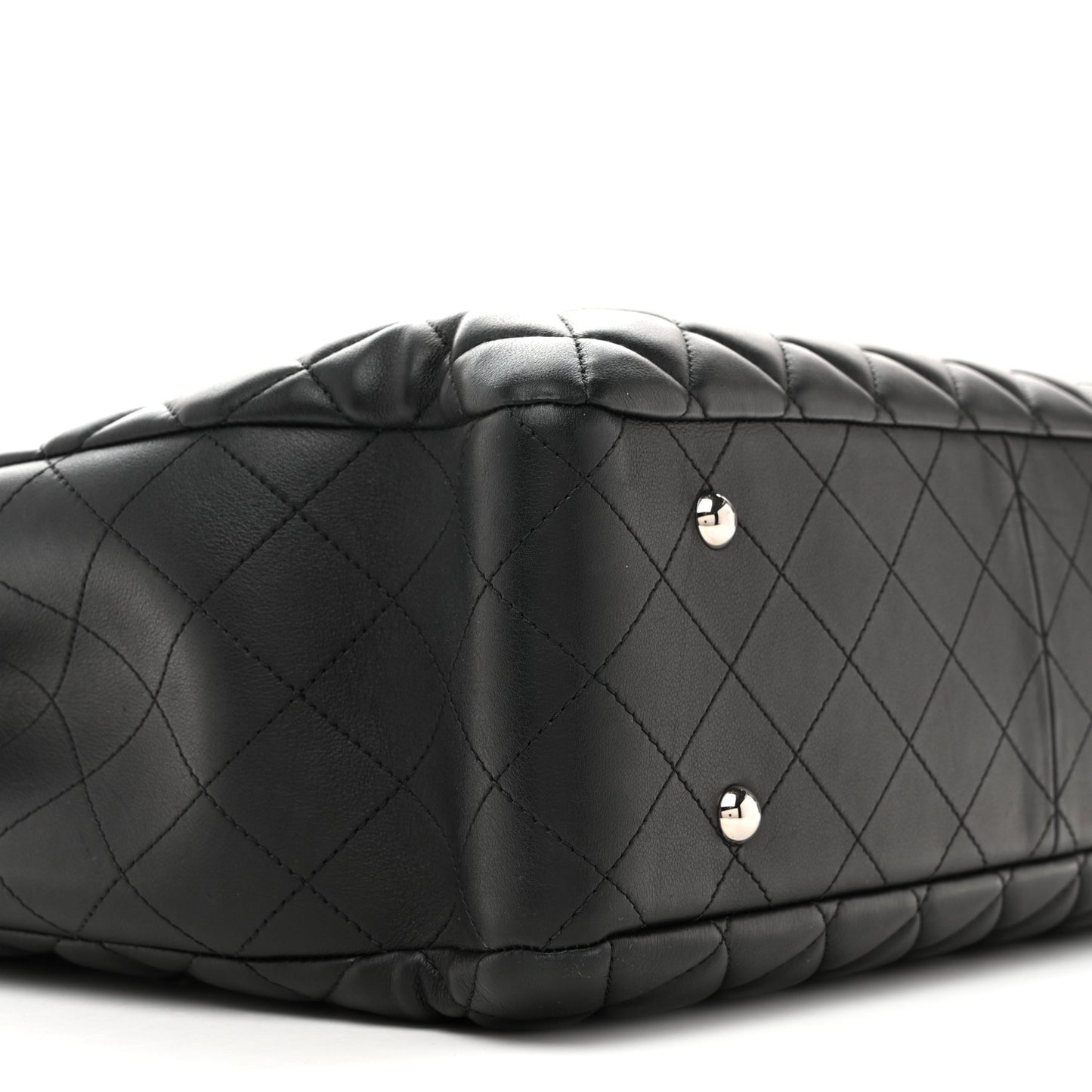 Calfskin Quilted Large CC Shopping Tote Black