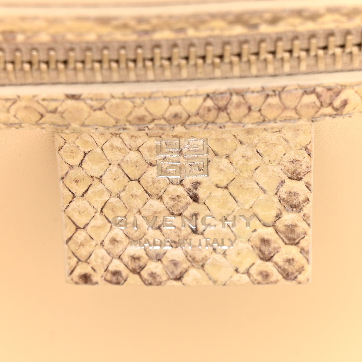 Snakeskin Mini Lock Antigona Shoulder Bag Dusty Gold