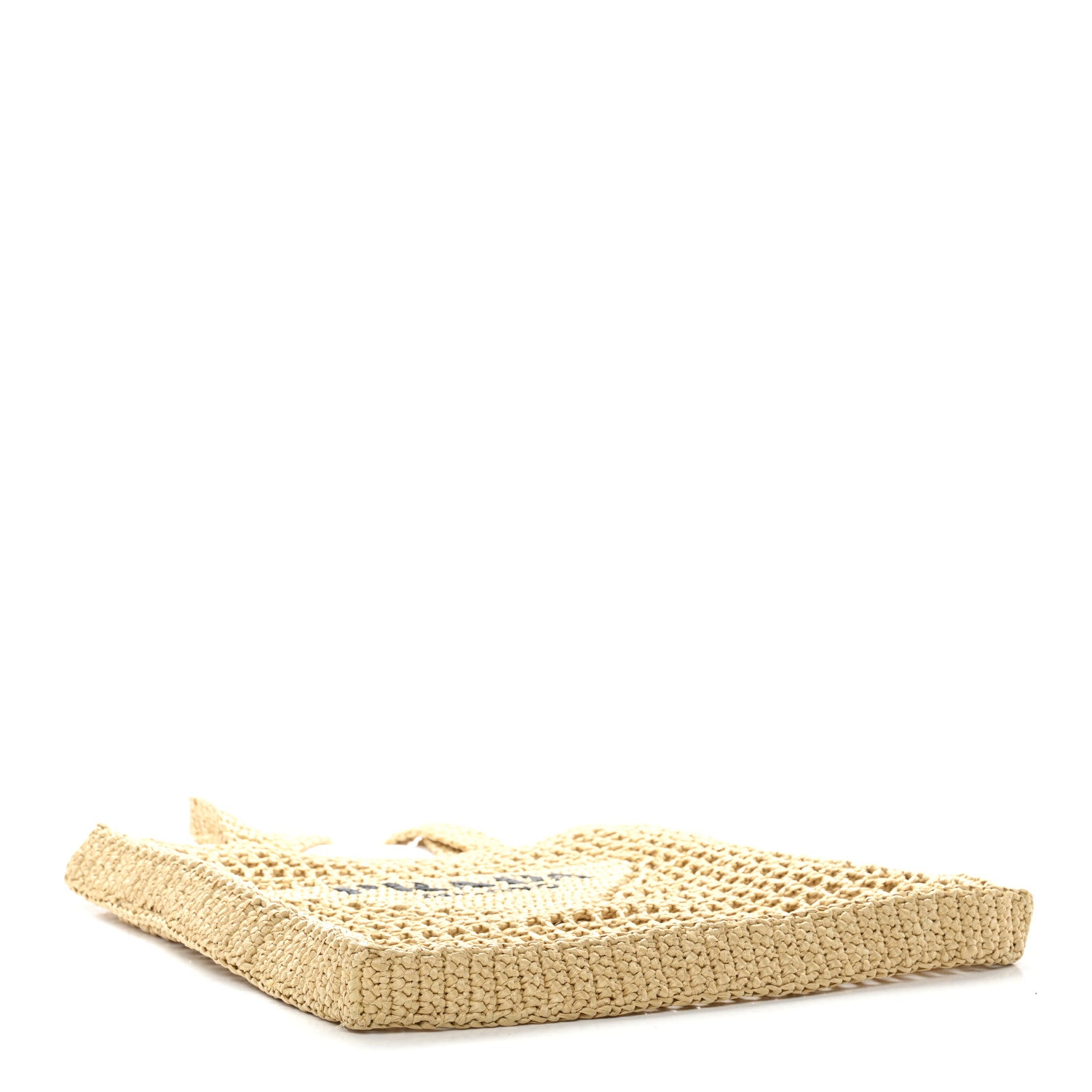 Prada Yarn Raffia Effect Crochet Logo Embroidered Tote Bag Naturale 4 of 9