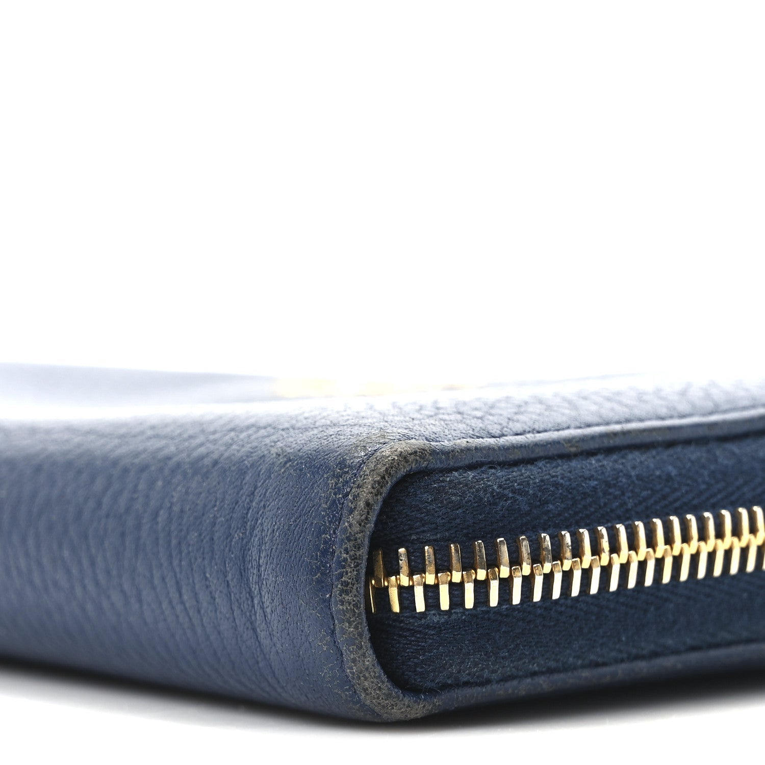 Prada Vitello Daino Metal Zip Around Wallet Blue 9 of 9