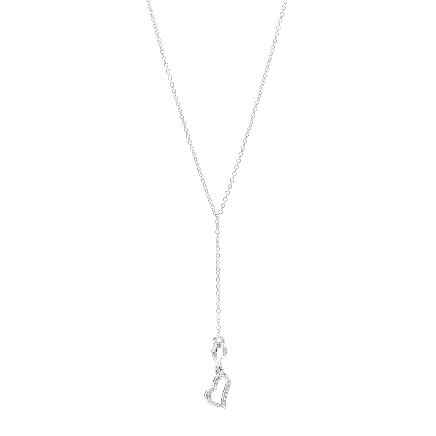 18K White Gold Diamond Limelight Heart Lariat Necklace