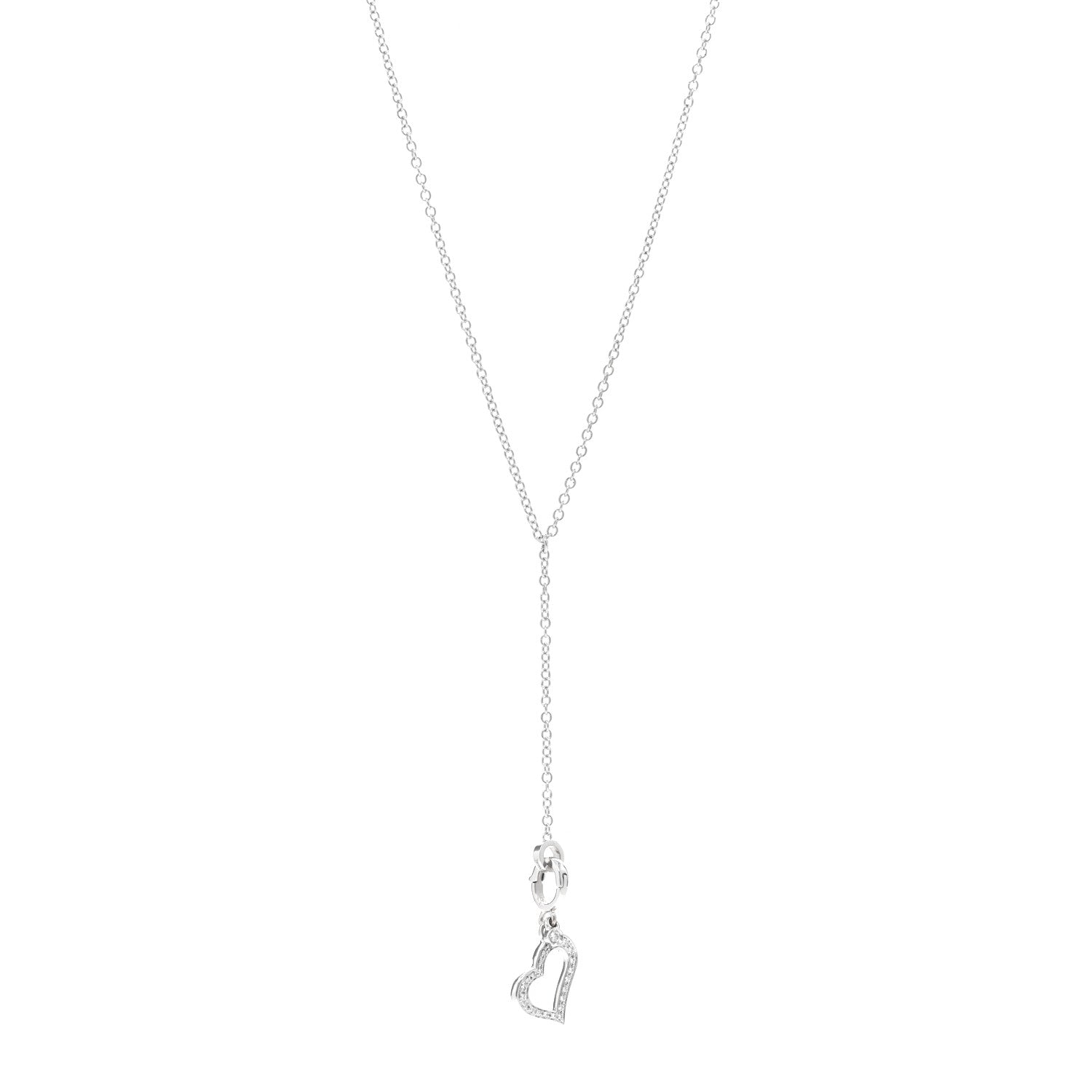 Piaget 18K White Gold Diamond Limelight Heart Lariat Necklace 1 of 5