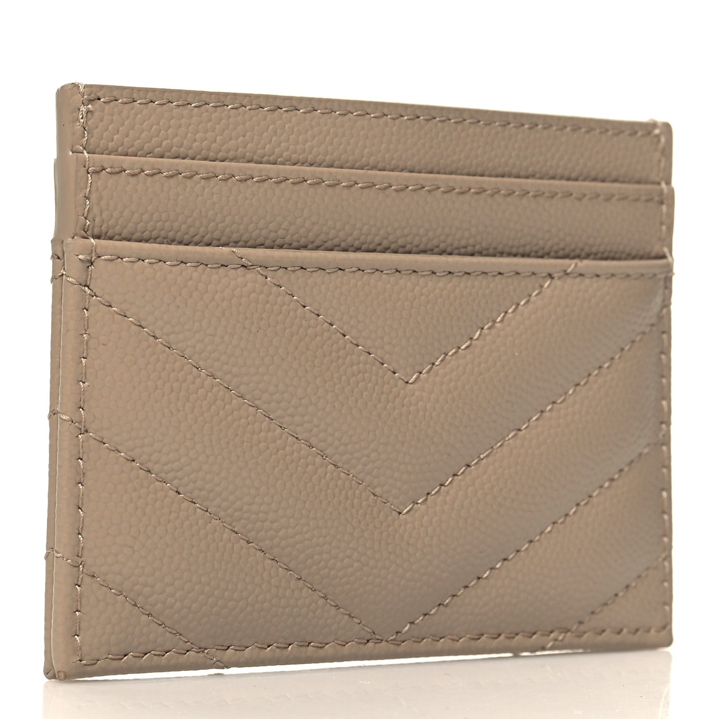 Grain De Poudre Matelasse Chevron Monogram Credit Card Case Dark Beige