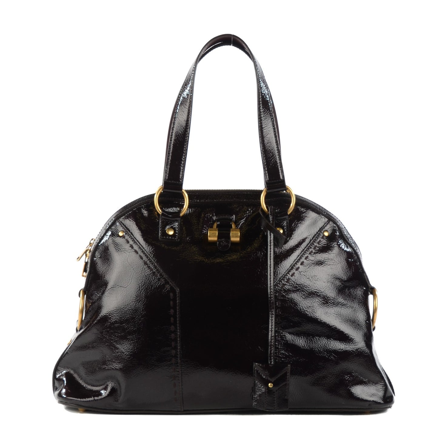 Patent Calfskin Large Muse Aubergine