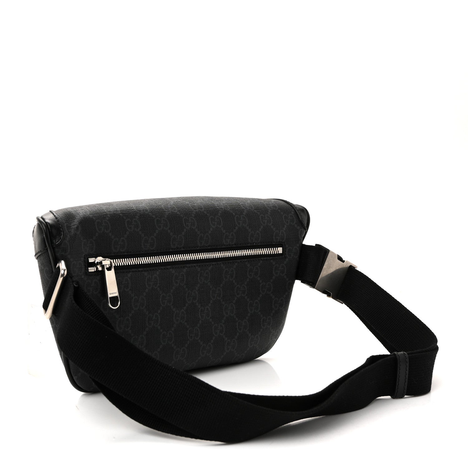Gucci GG Supreme Monogram Textured Calfskin Retro Interlocking G Belt Bag Black 3 of 9