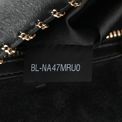 Valentino Garavani Calfskin Groumette Small Demilune Double Handle Satchel Black 6 of 10