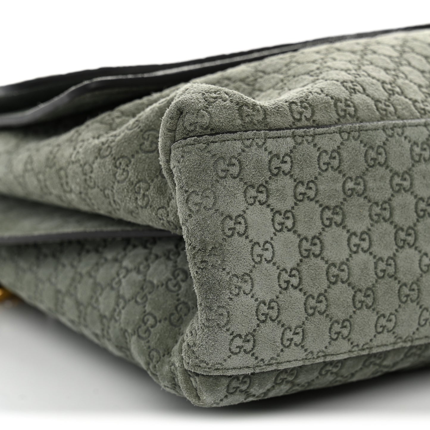 Micro GG Suede Large Chain Shoulder Bag Sage Green