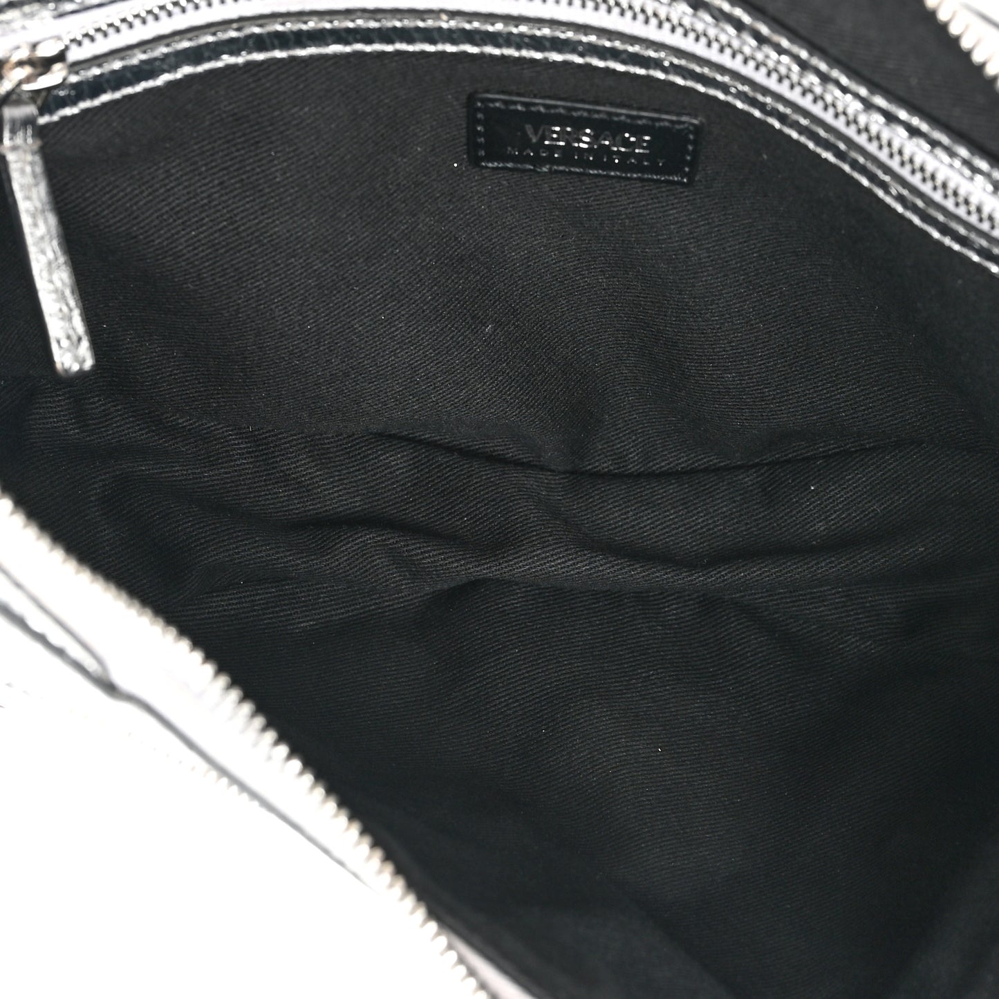 Metallic Calfskin Small Repeat Zip Hobo Silver