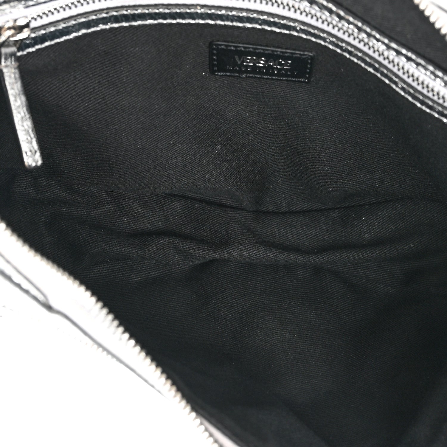 Versace Metallic Calfskin Small Repeat Zip Hobo Silver 5 of 8
