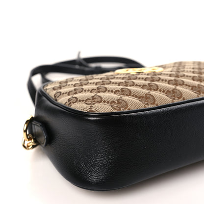 Gucci Monogram Matelasse Diagonal Small GG Marmont Chain Shoulder Bag Beige Black 8 of 9