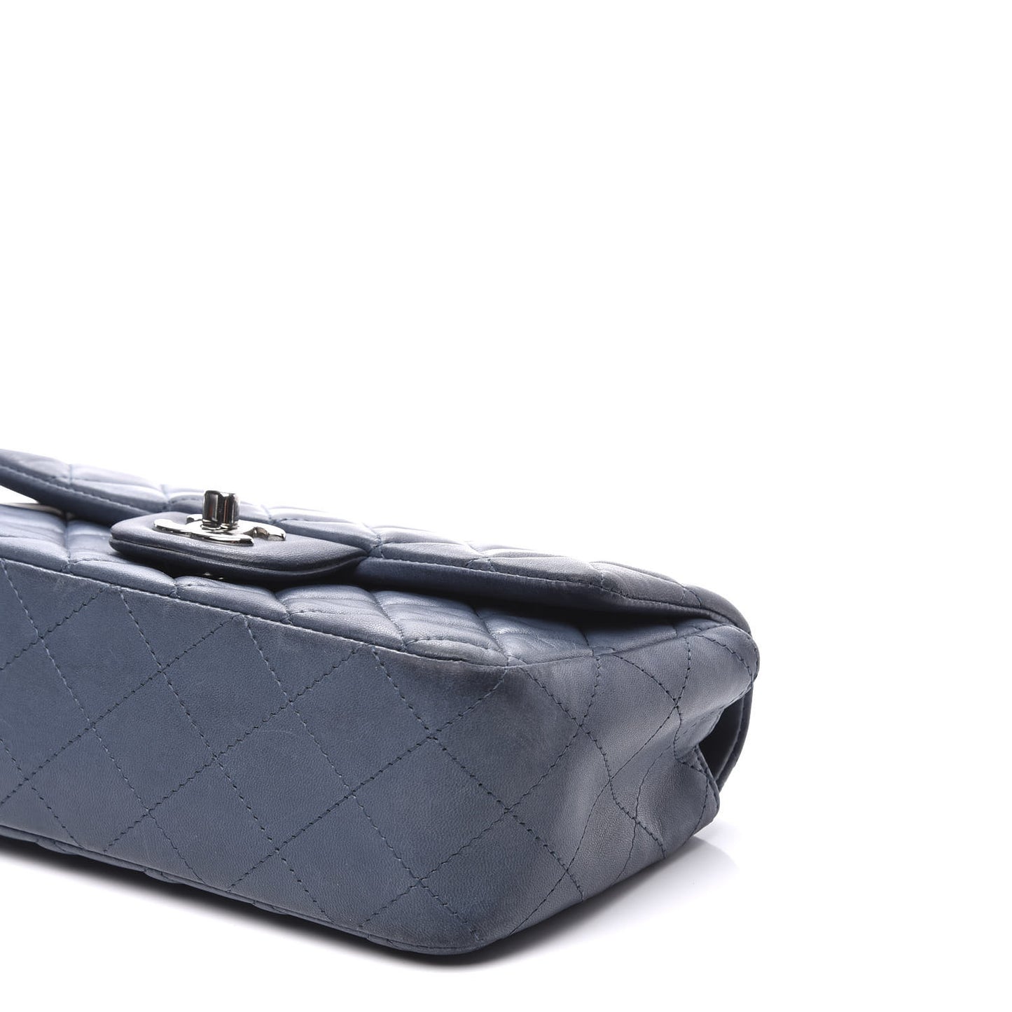 Lambskin Quilted Mini Rectangular Flap Dark Blue