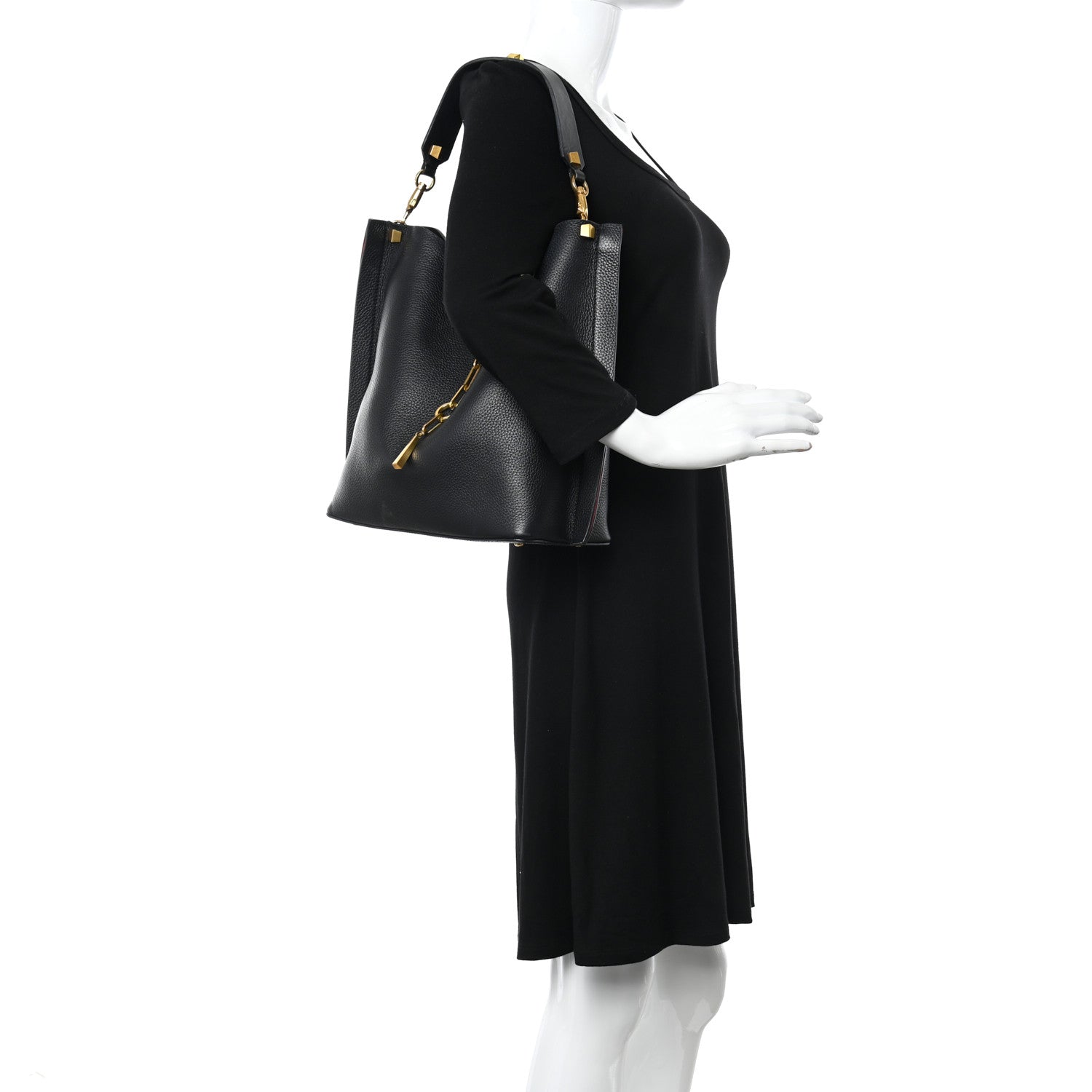 Valentino Garavani Grainy Calfskin Escape Hobo Bag Black 2 of 11