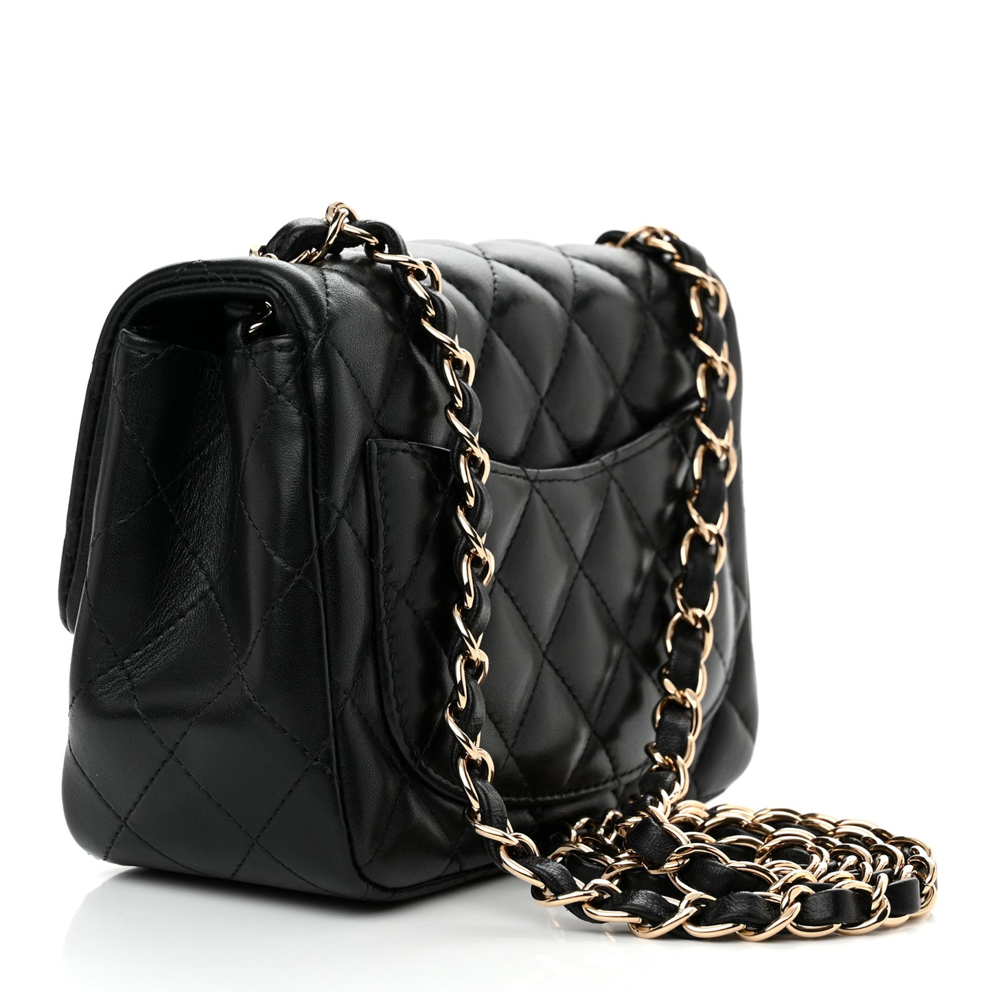 Lambskin Quilted Mini Square Flap Black