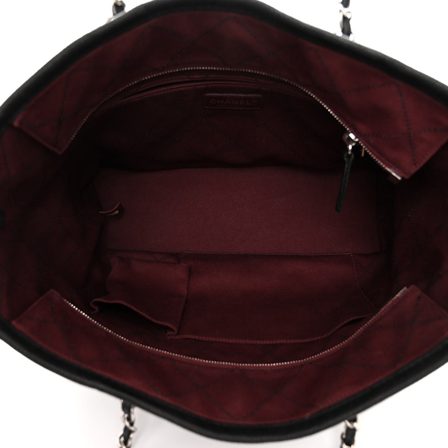 Grained Calfskin Quilted Small Daily Shopping Tote Black