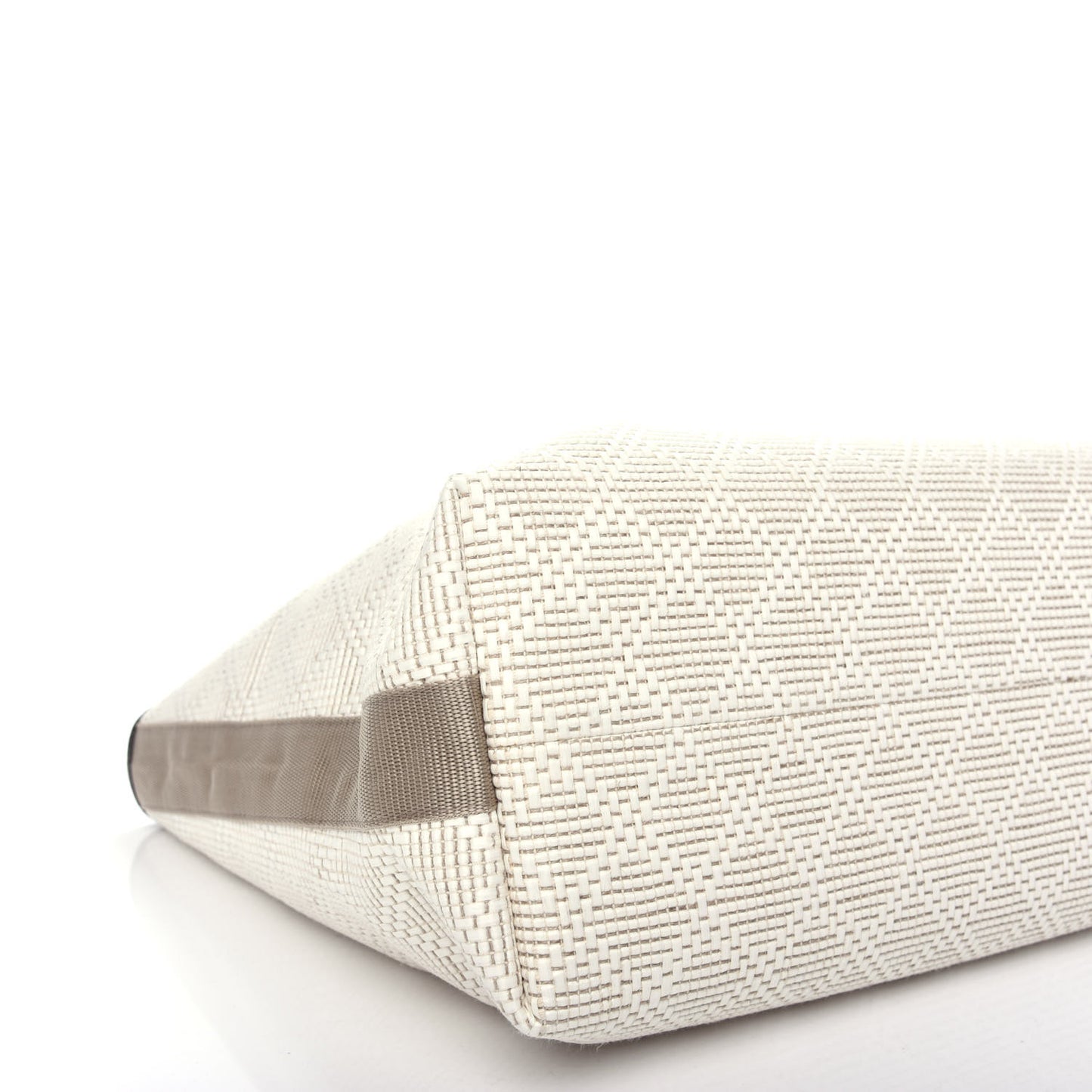 Woven Raffia Diamante Tote White