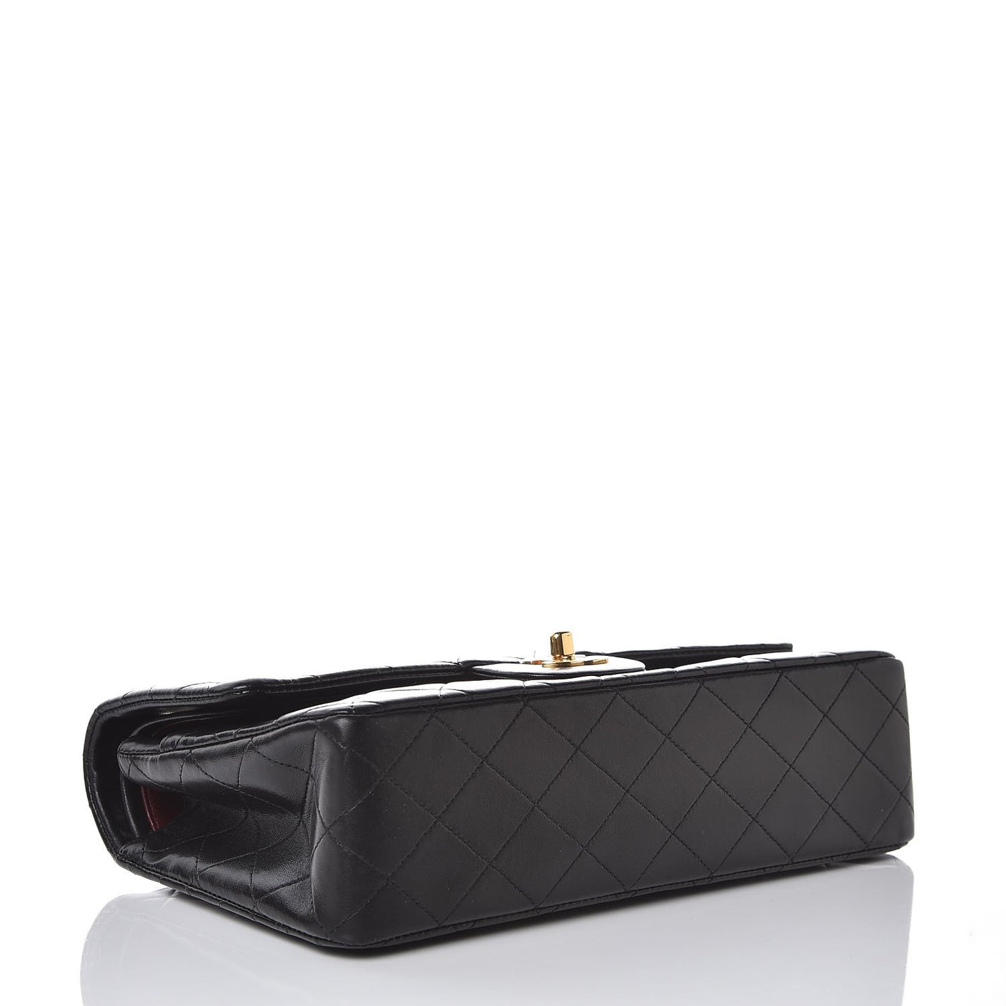 Lambskin Quilted Medium Double Flap Black