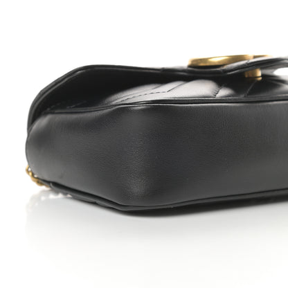Gucci Calfskin Matelasse Super Mini GG Marmont Shoulder Bag Black 9 of 11