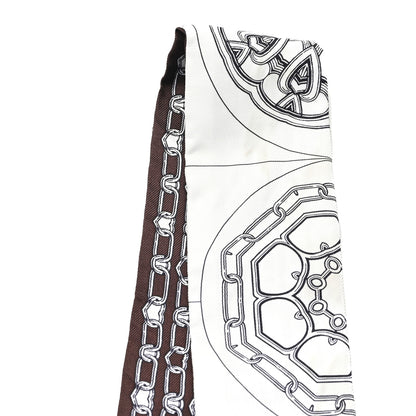 Hermes Silk Effet Kaleidoscope Twilly White Anthracite Marron 3 of 5