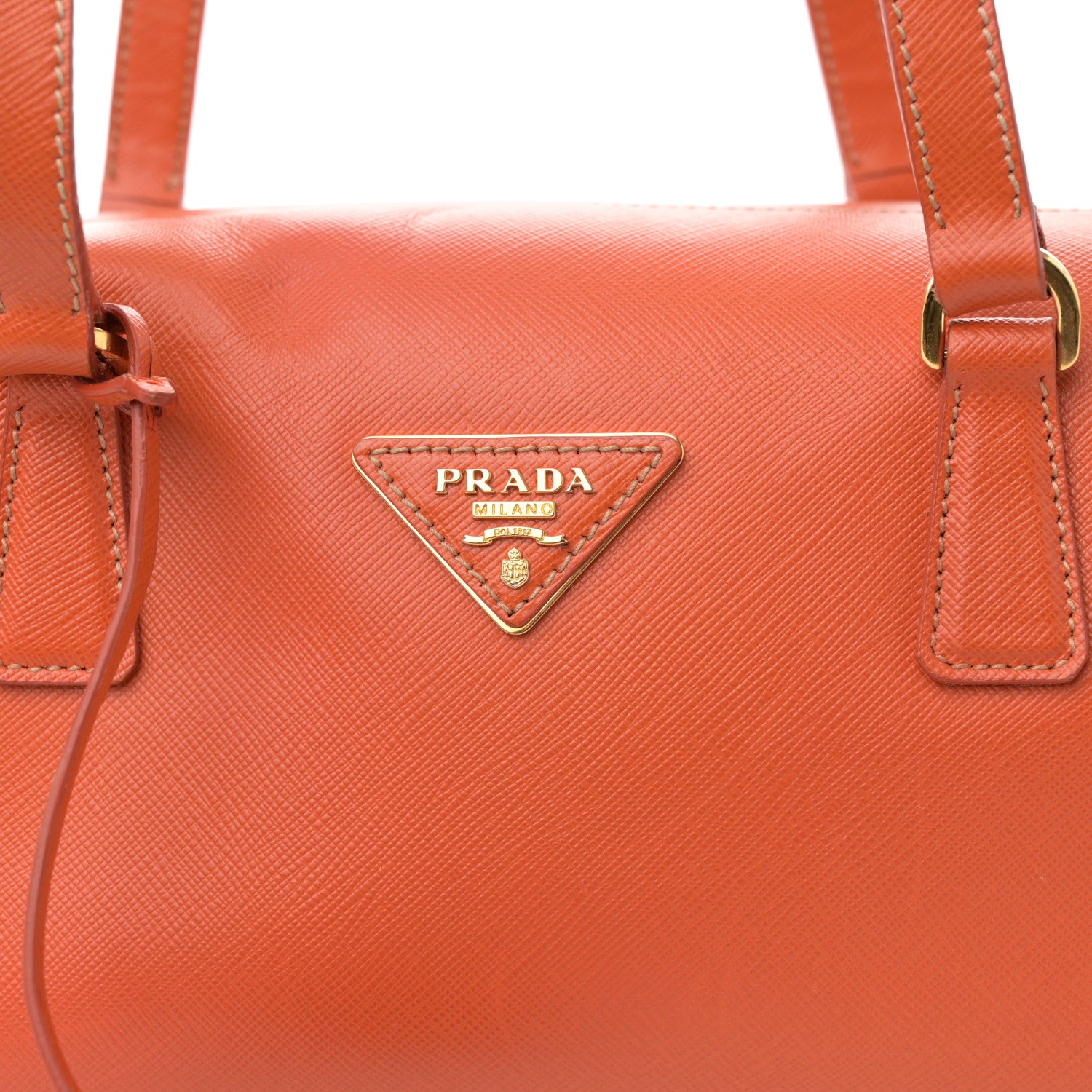 Prada Saffiano Lux Bauletto Papaya 8 of 11
