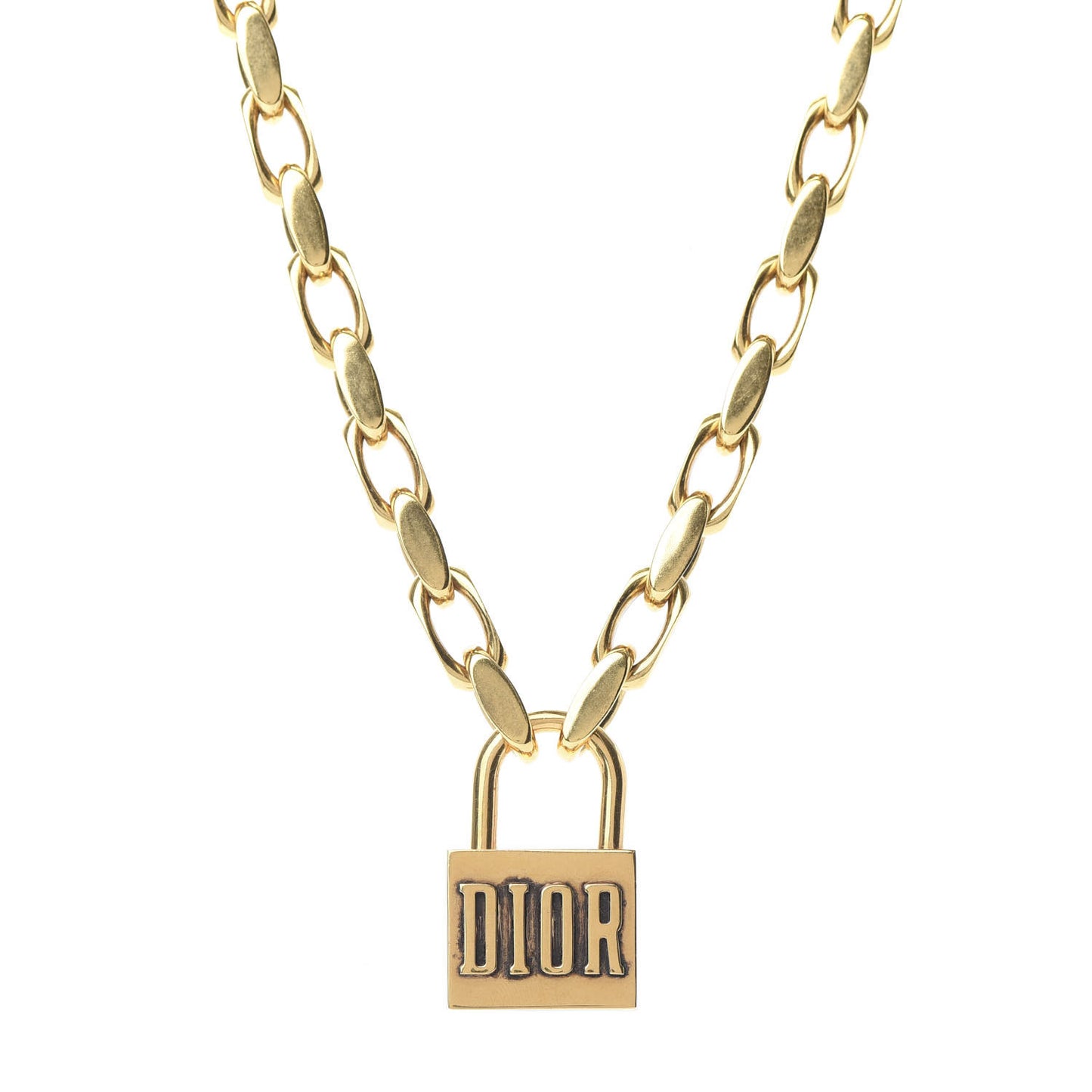 Metal Lucky Locket Choker Necklace Aged Gold