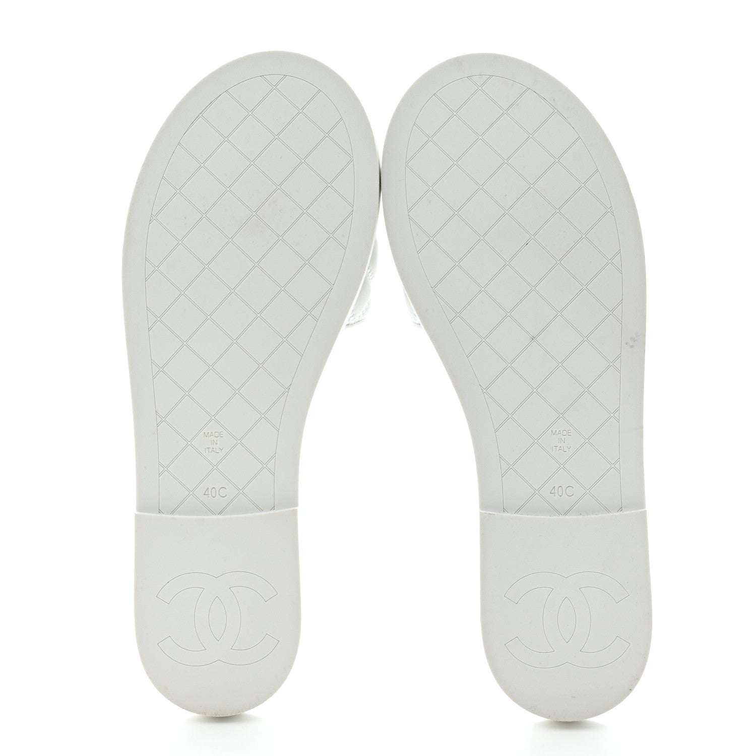 Chanel Lambskin Quilted Textured CC Mules Sandals 40 White 5 of 8