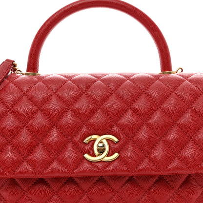 Chanel Caviar Quilted Medium Coco Handle Flap Dark Red 5 of 10