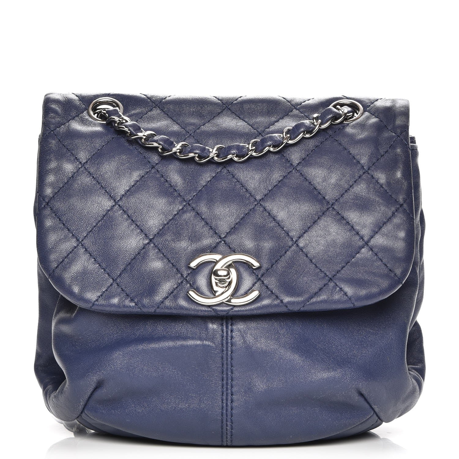 Chanel Shiny Lambskin Quilted Mini Trianon Messenger Flap Blue 1 of 7