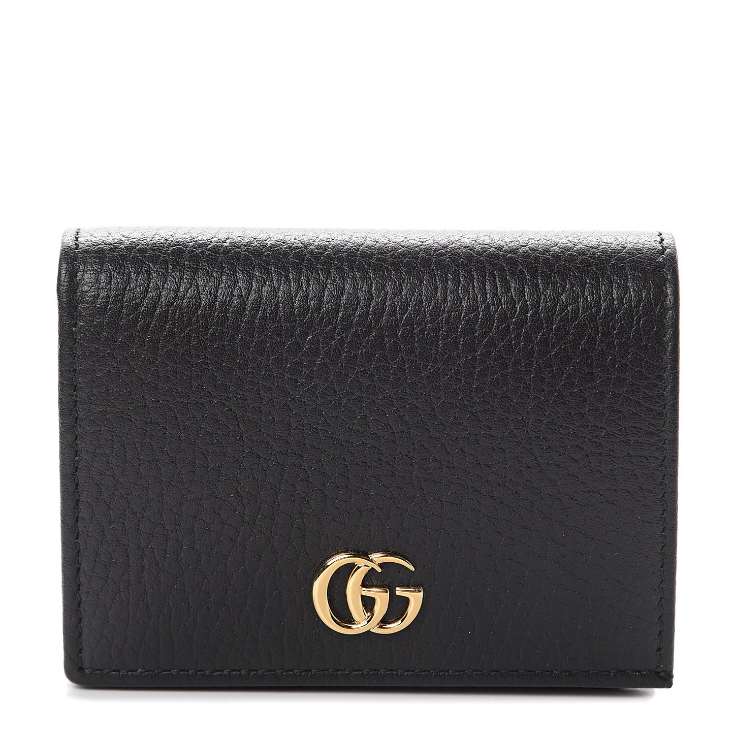 Pebbled Calfskin GG Marmont Card Case Black