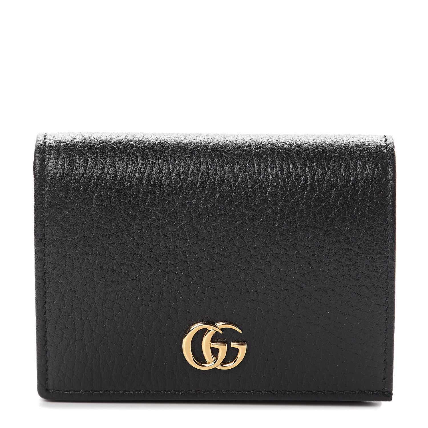 Gucci Pebbled Calfskin GG Marmont Card Case Black 1 of 5