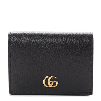 Gucci Pebbled Calfskin GG Marmont Card Case Black 1 of 5