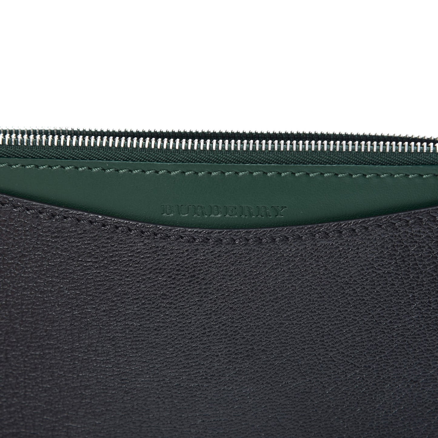 Goatskin D-Ring Zipper Coin Pouch Black Dark Green